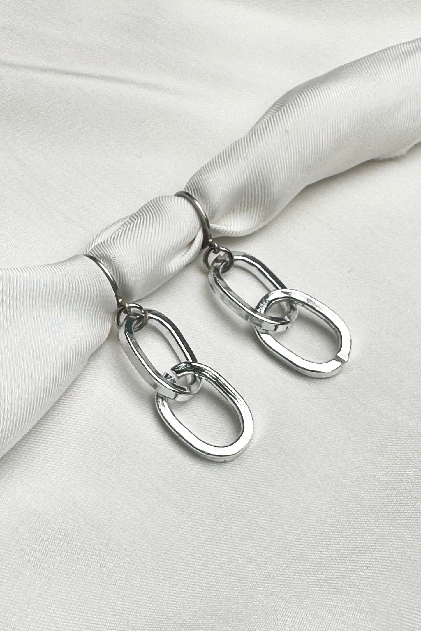 Two Circle Silver Earrings