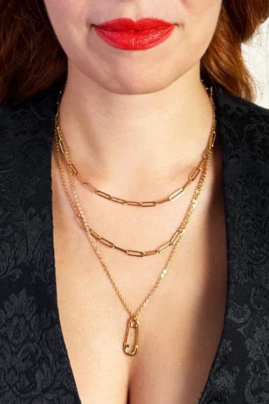 Safety Pin Gold Necklace