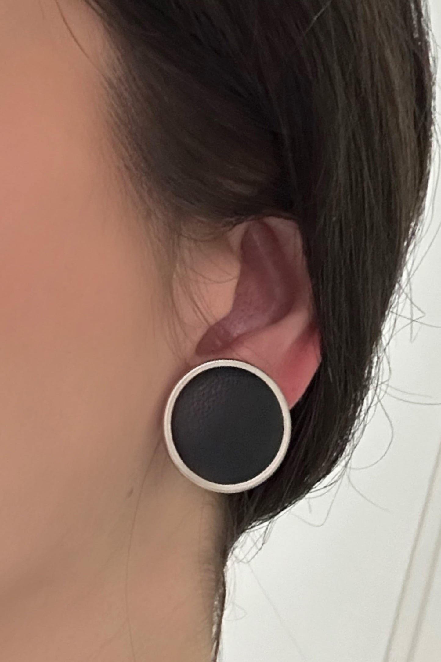 Leather Silver Earrings