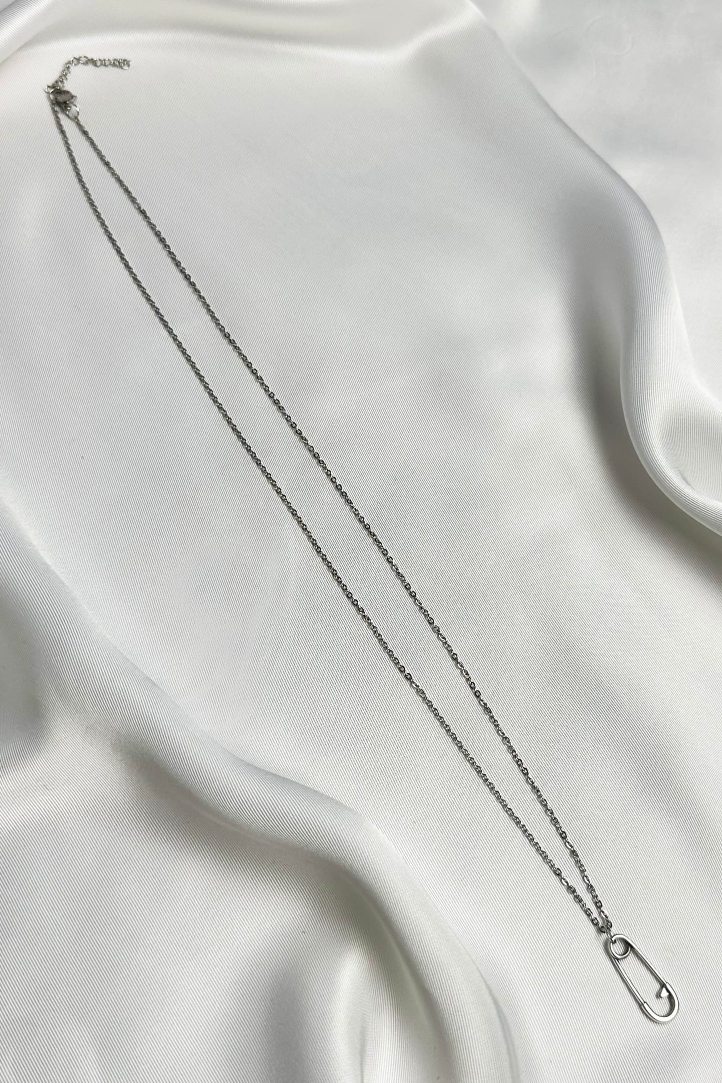 Safety Pin Silver Necklace