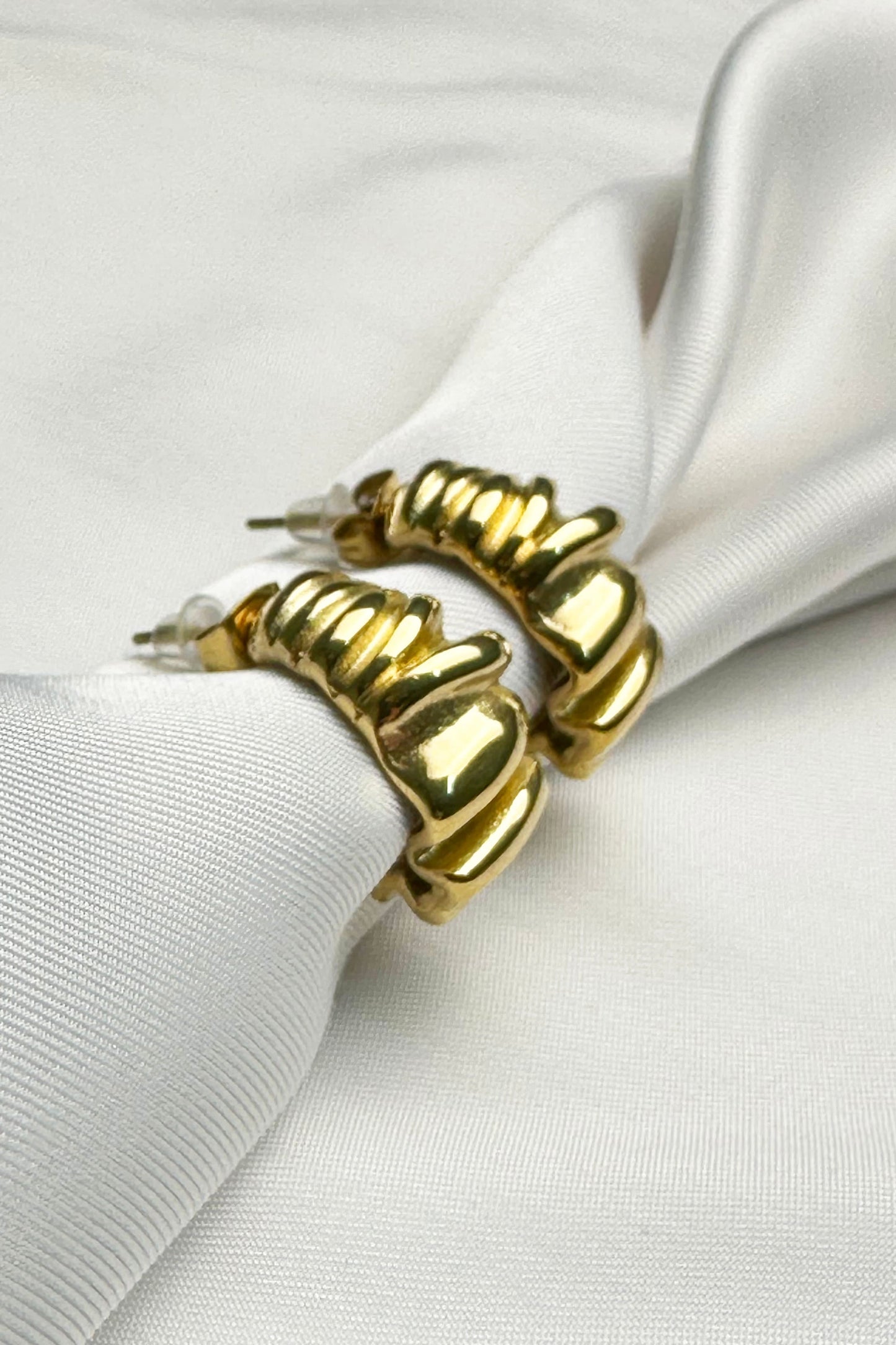 Ruffle Hoops Gold Earrings