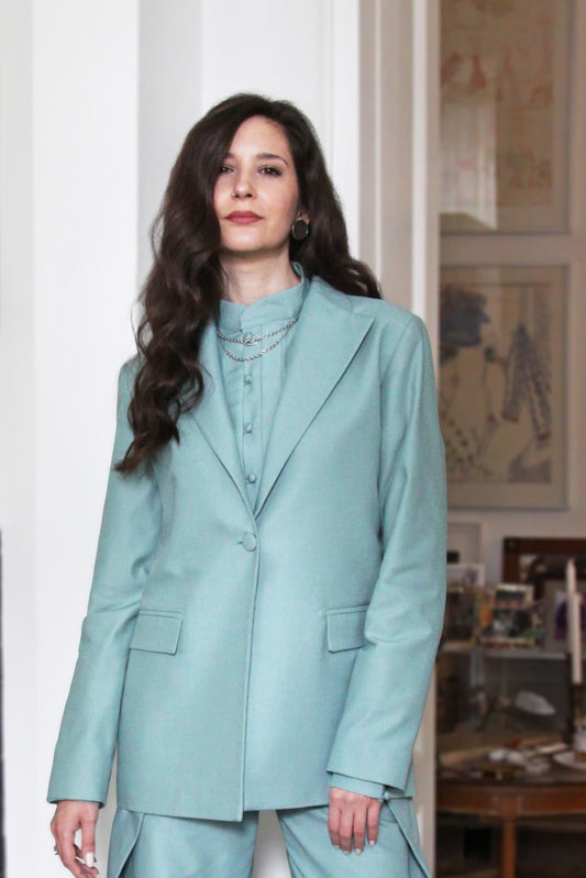 Cora Mint Cotton Blazer