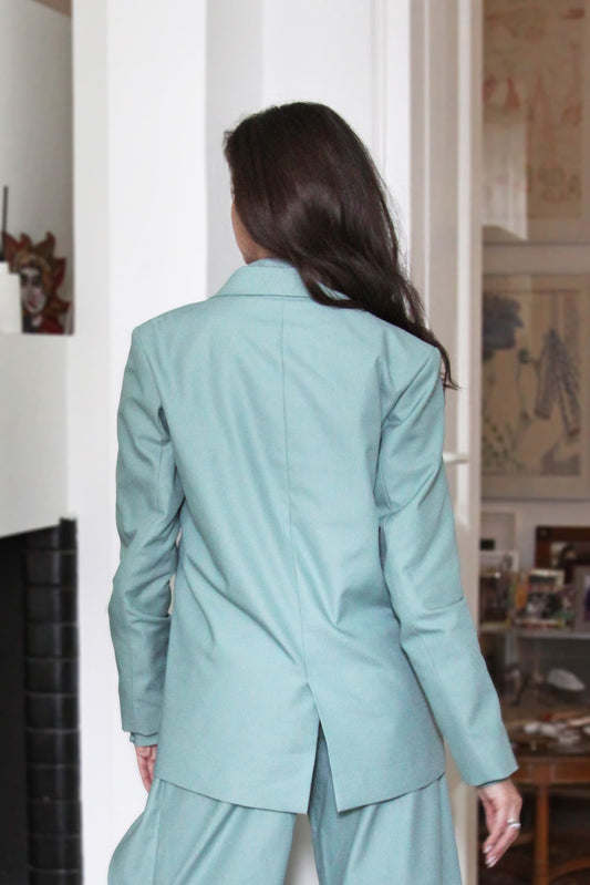 Cora Mint Cotton Blazer