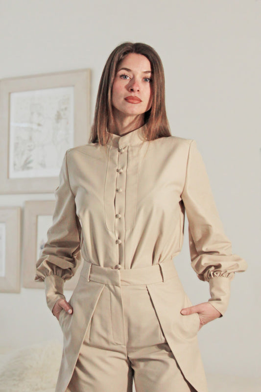 Kendra Beige Cotton Shirt