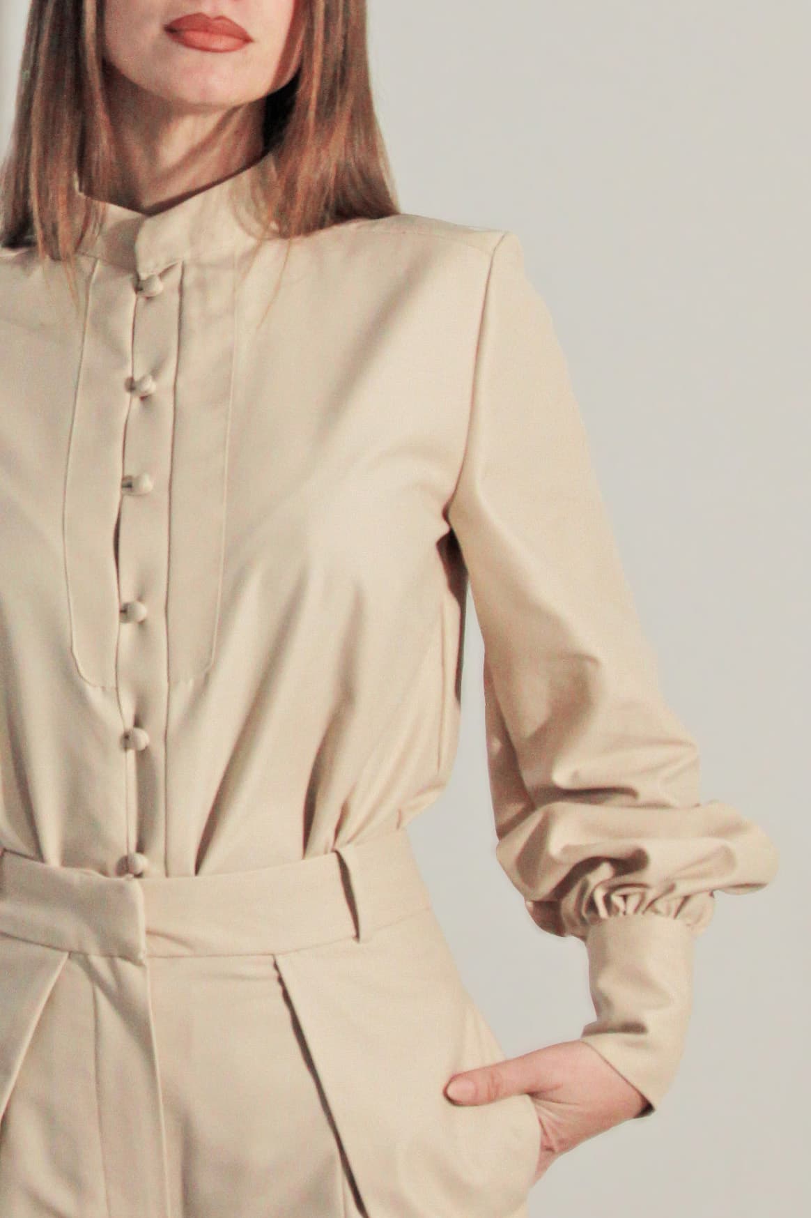 Kendra Beige Cotton Shirt