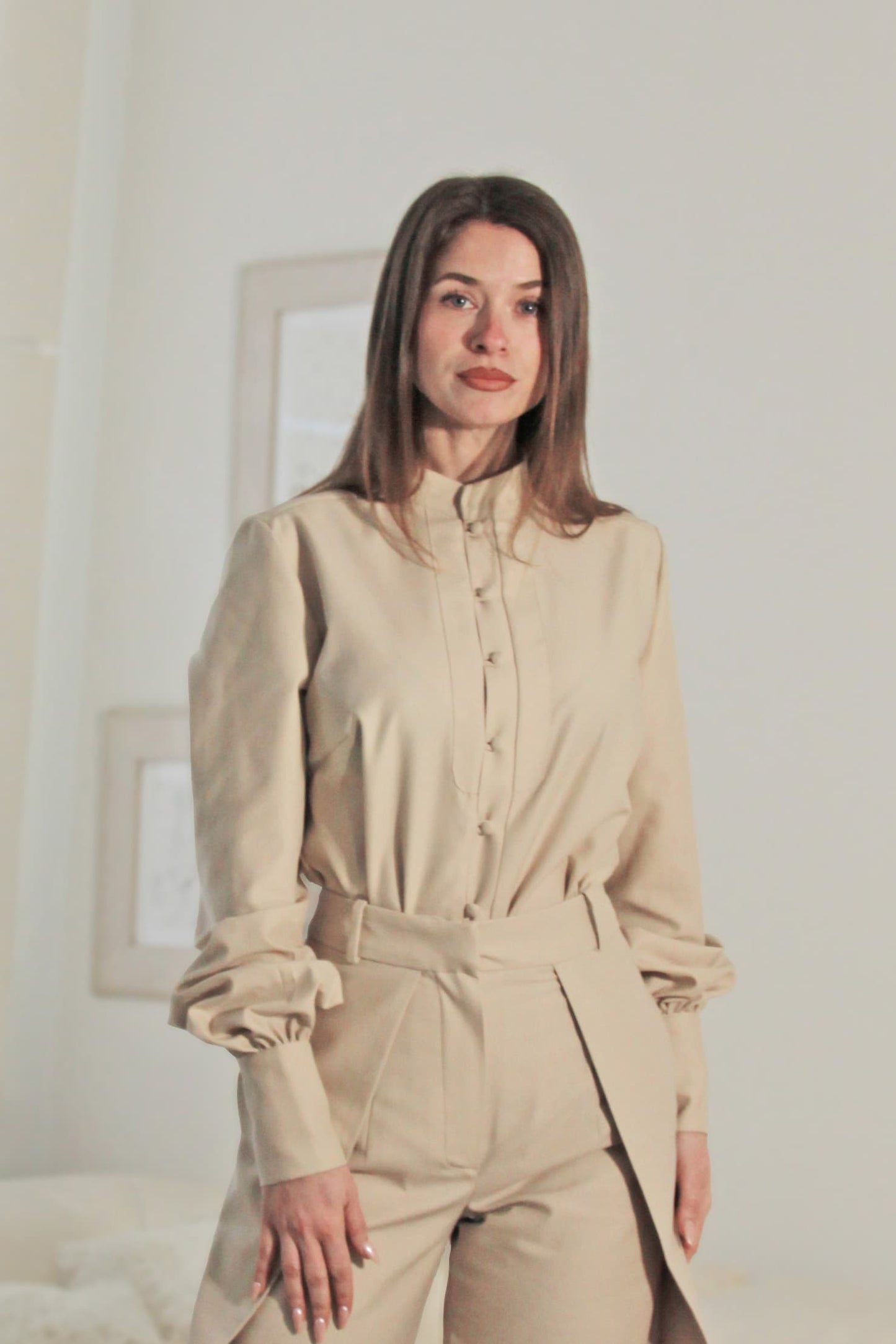 Kendra Beige Cotton Shirt