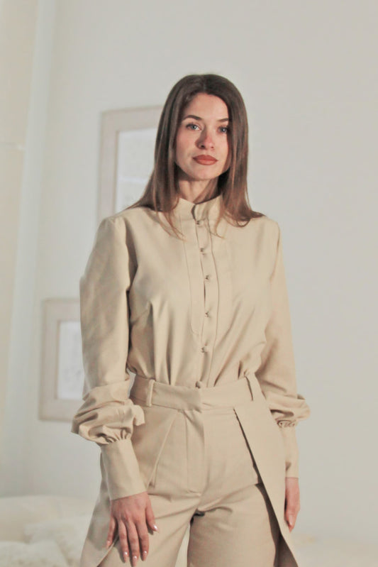 Kendra Beige Cotton Shirt