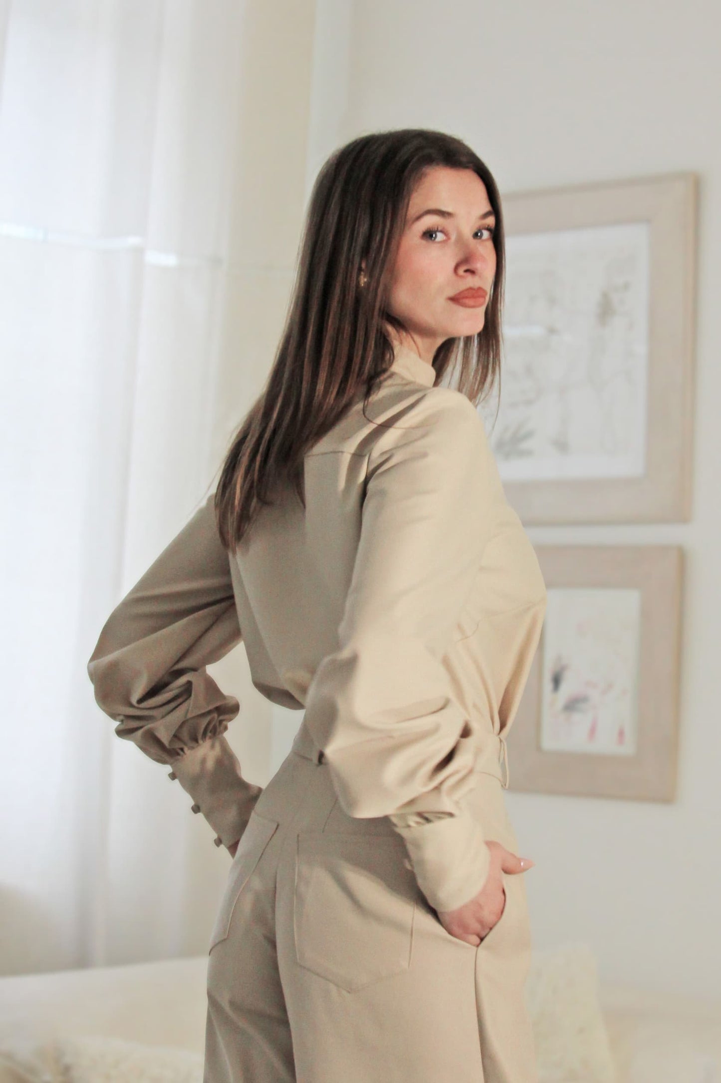 Kendra Beige Cotton Shirt