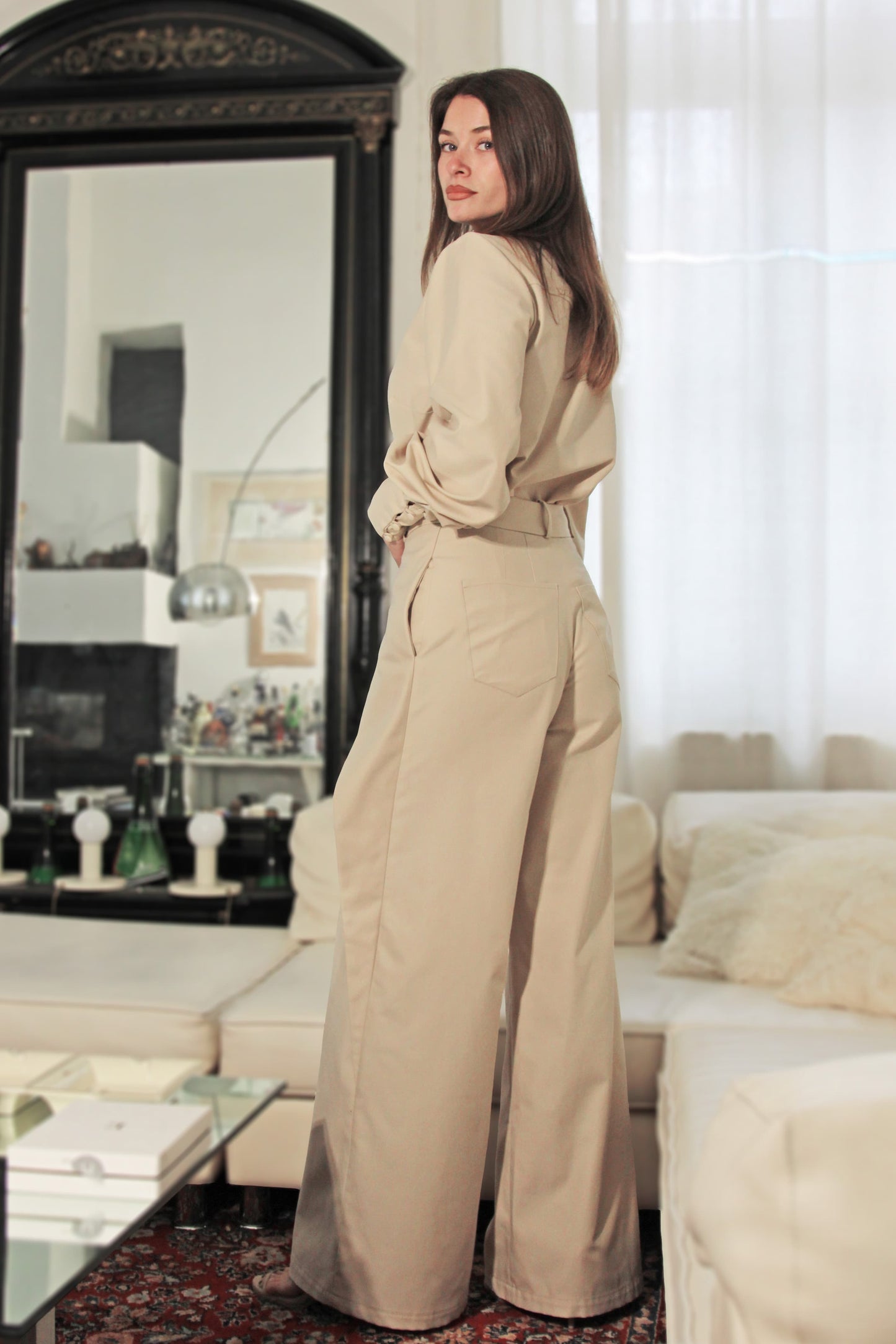 Kallie Beige Cotton Pants