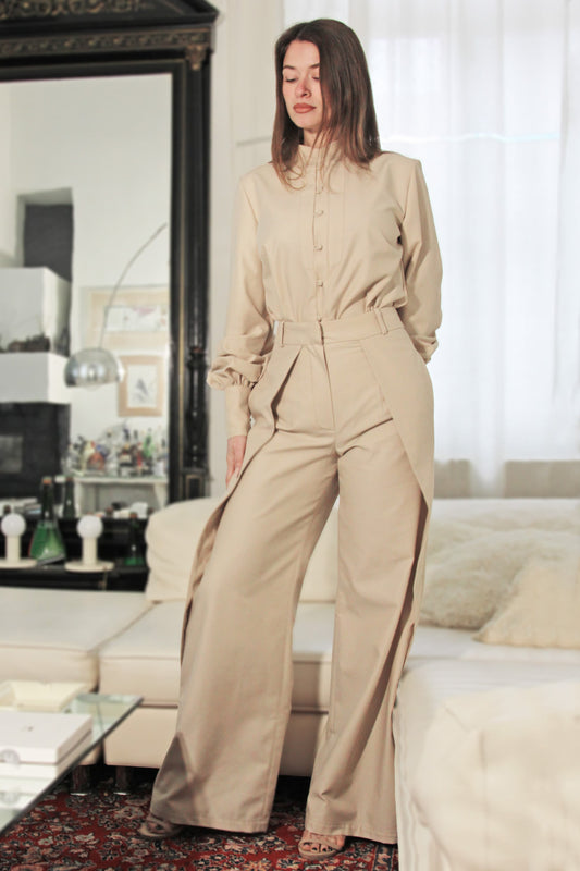 Kallie Beige Cotton Pants